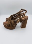 Emanuelle Vee sandalo plateau Raffia Bronzo / Nero