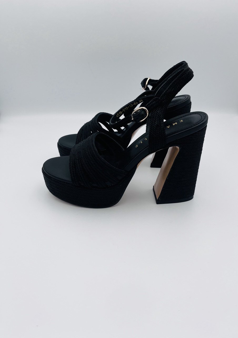 Emanuelle Vee sandalo plateau Raffia Platino / Nero - immagine 2