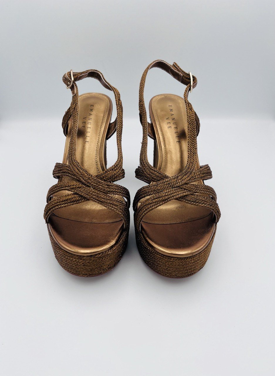 Emanuelle Vee sandalo plateau Raffia Bronzo / Nero - immagine 2
