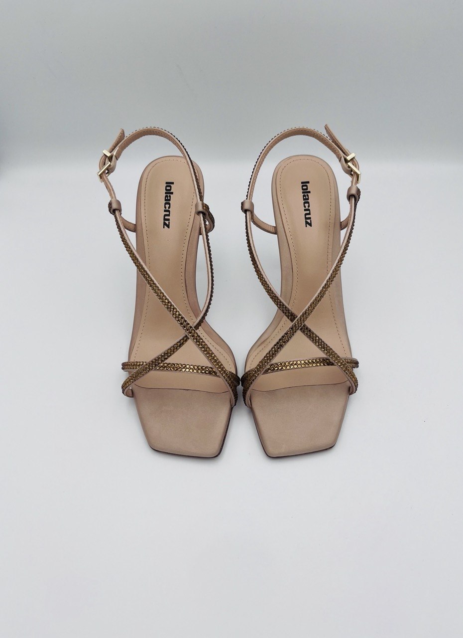 Lola Cruz Sandalo strass Nero/ Nude
