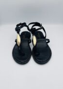 Emanuelle Vee infradito Nero / Cuoio accessorio metallo