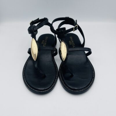 Emanuelle Vee infradito Nero / Cuoio accessorio metallo