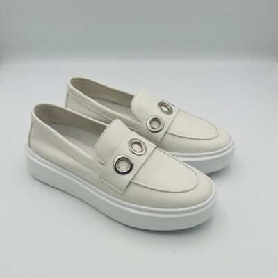 Frau Sneackers mocassino bianco sun